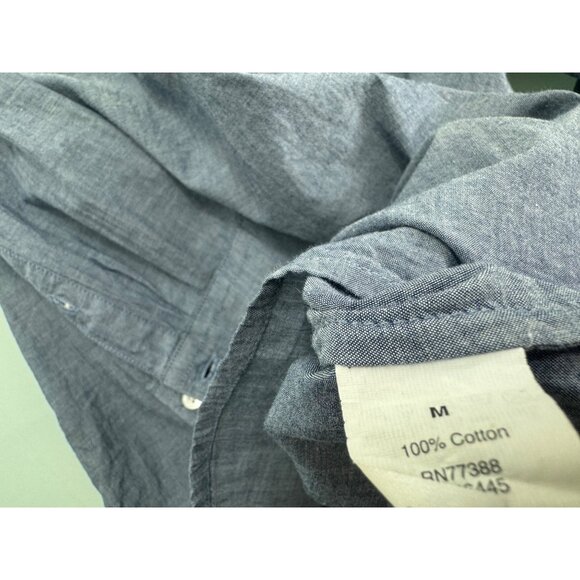 J Crew Women's Tunic Shirt Medium M Chambray Lightweight Tab Roll Up Popover - Picture 10 of 10
